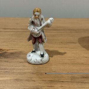 Vintage Porcelain Figurine Man Playing Guitar Hand Painted